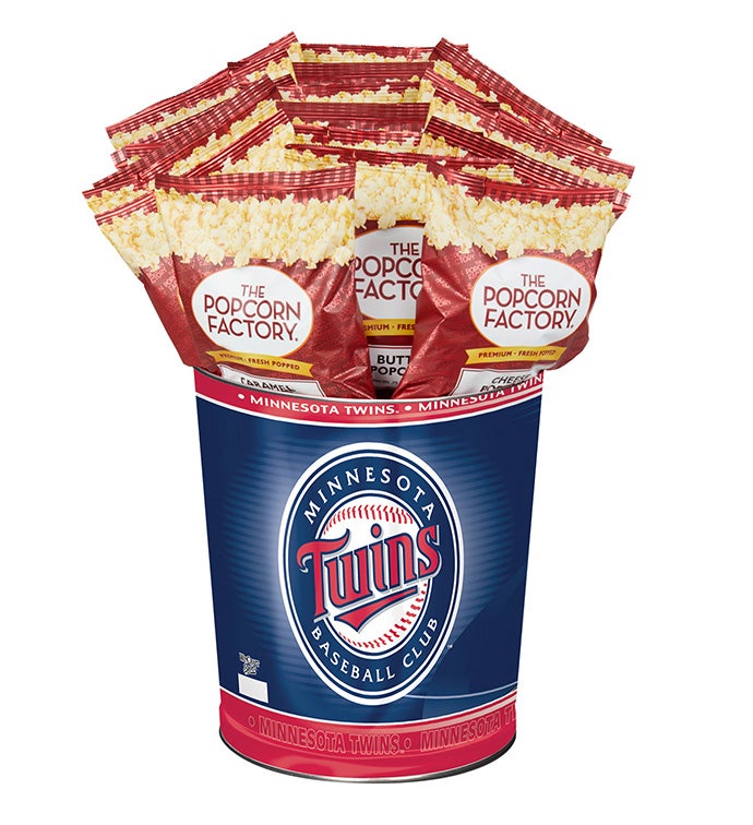 Minnesota Twins Popcorn Tin with 15 Bags of Popcorn